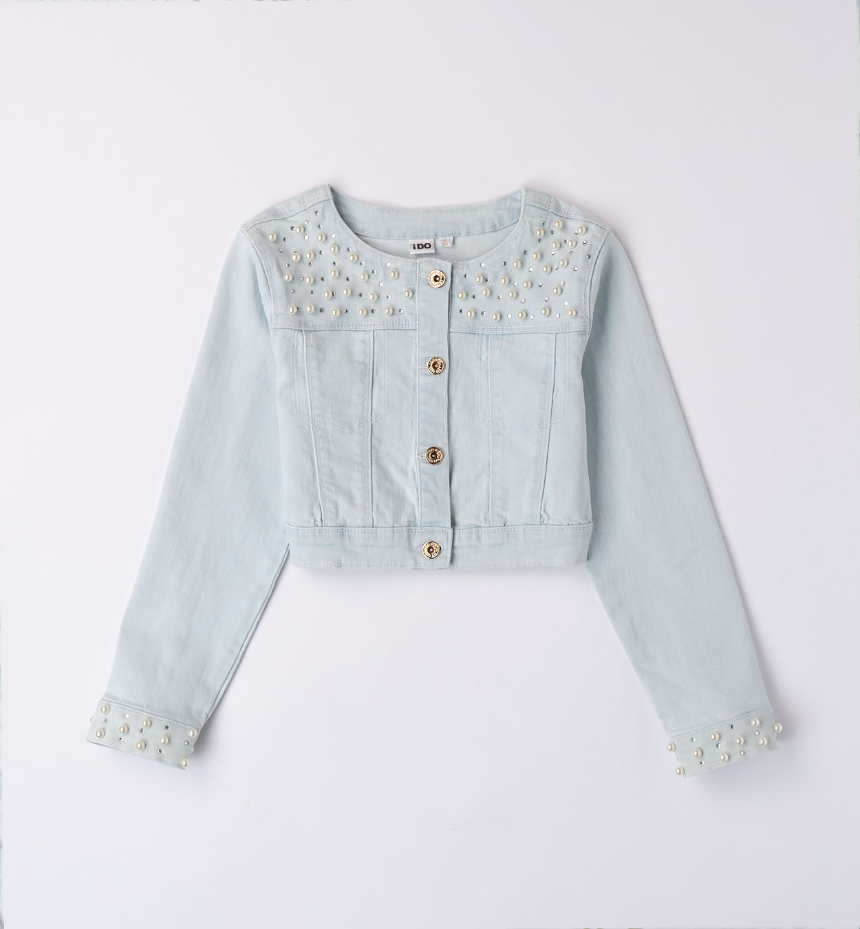 iDO – Giubbino jeans ragazzina con perle