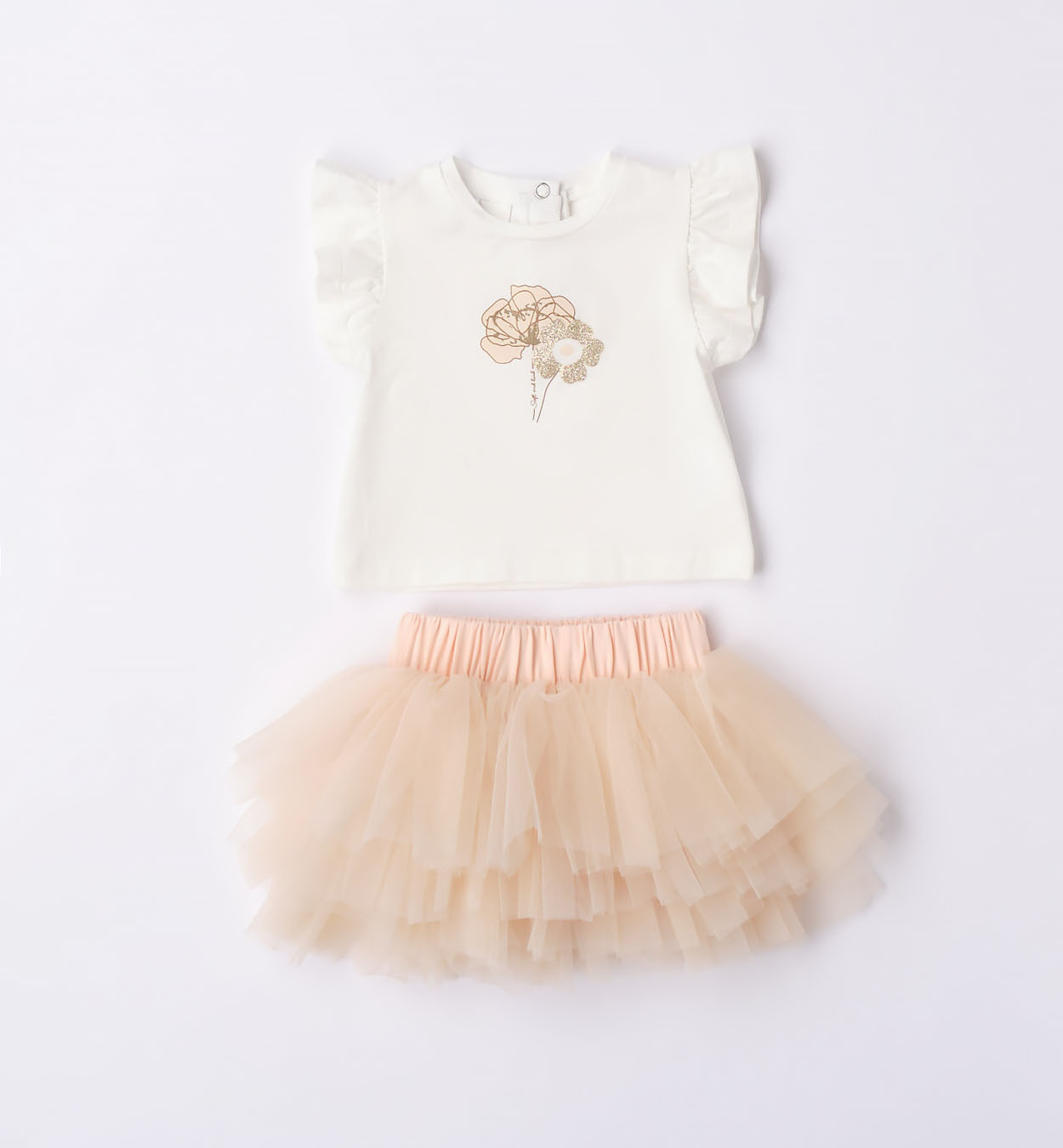 iDO – Completo baby femmina estivo in cotone con gonna in tulle