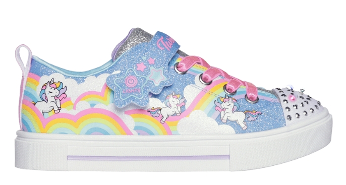 Skechers – Sneaker bimba in tessuto con velcro e luci modello “Twinkle Sparks Jumping Cloud”