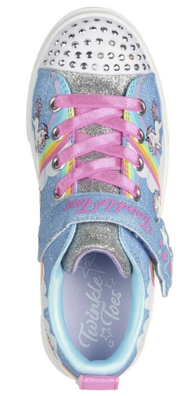 Skechers – Sneaker bimba in tessuto con velcro e luci modello “Twinkle Sparks Jumping Cloud” - immagine 3