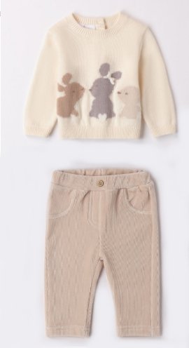 iDO – Completo baby femmina in tricot e velluto stretch