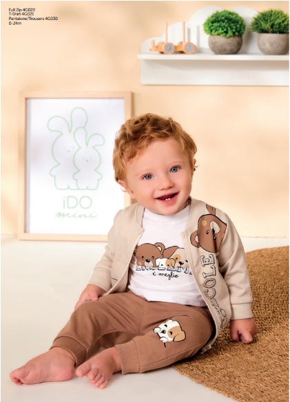 iDO – Tuta baby maschio 3 pezzi in felpa garzata leggera