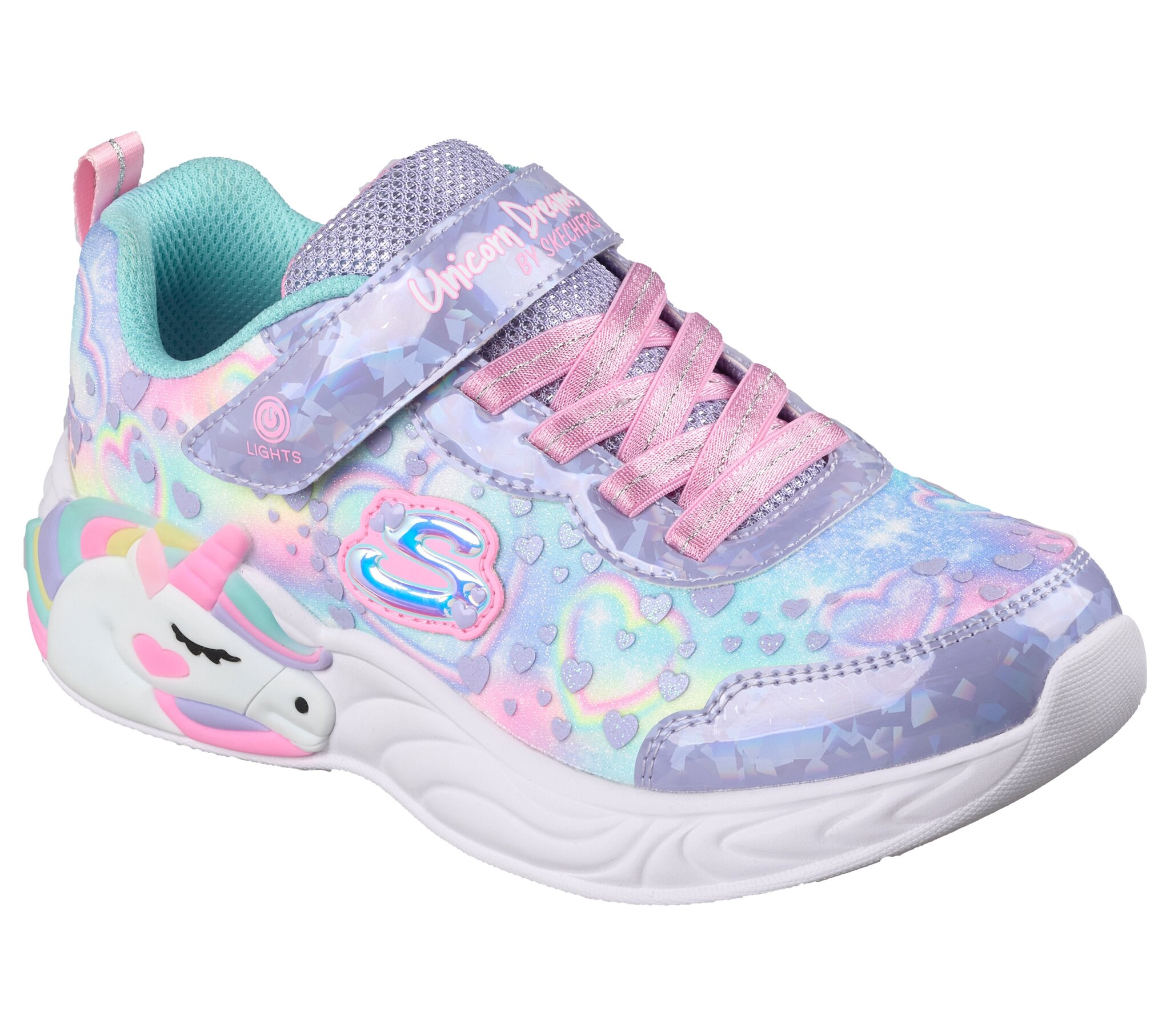 Skechers – Sneaker bimba con velcro modello “Unicorn Dreams Heart Sparkle” con luci
