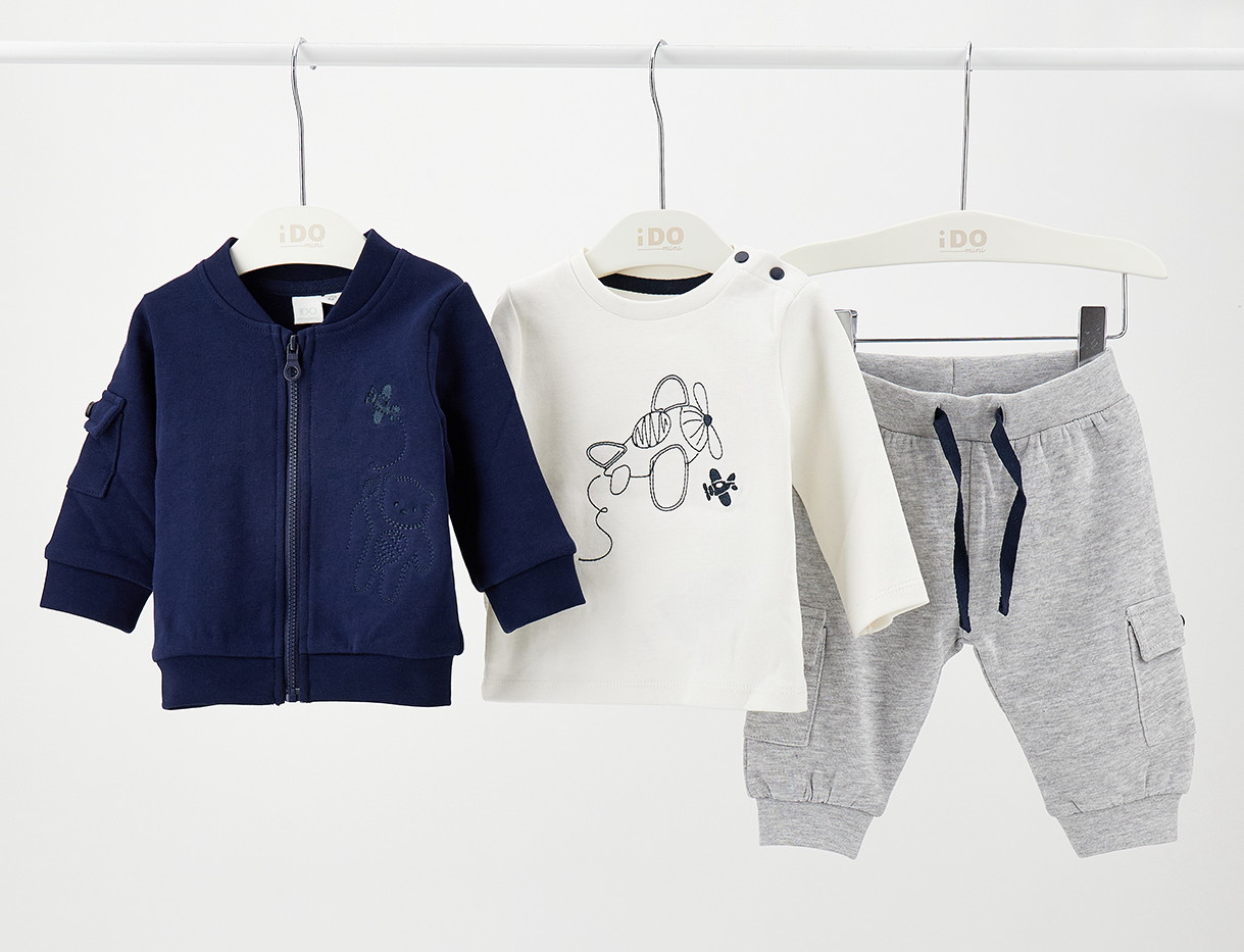 iDO – Tuta baby maschio 3 pezzi in felpa