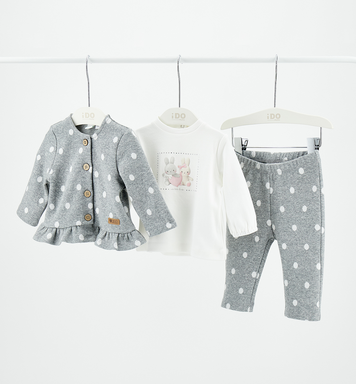 iDO – Tuta baby femmina 3 pezzi in felpa