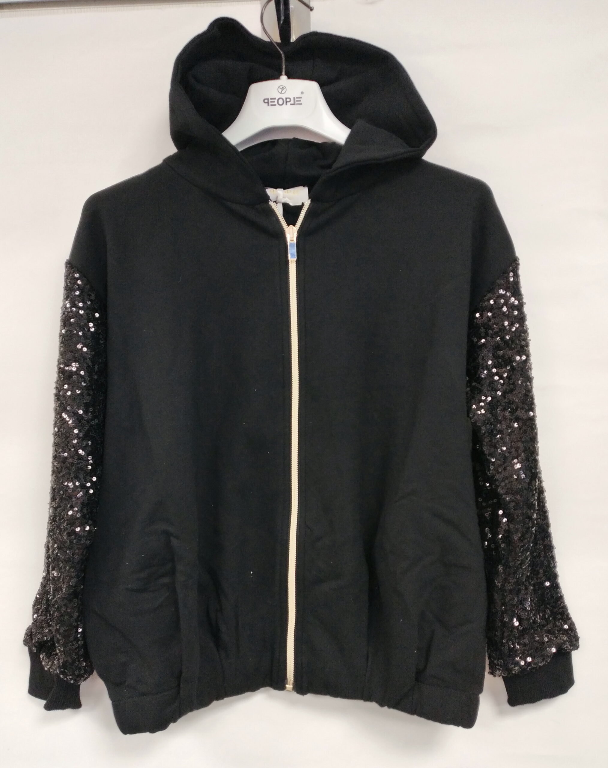 People – Felpa ragazzina con zip e cappuccio con paillettes